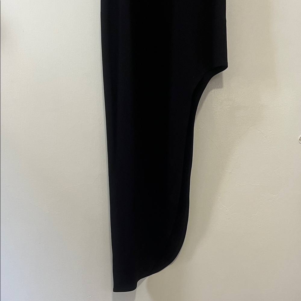 Bebe Black Asymmetrical Body Con Mock Neck Sleeveless Dress XS - Picture 2 of 6
